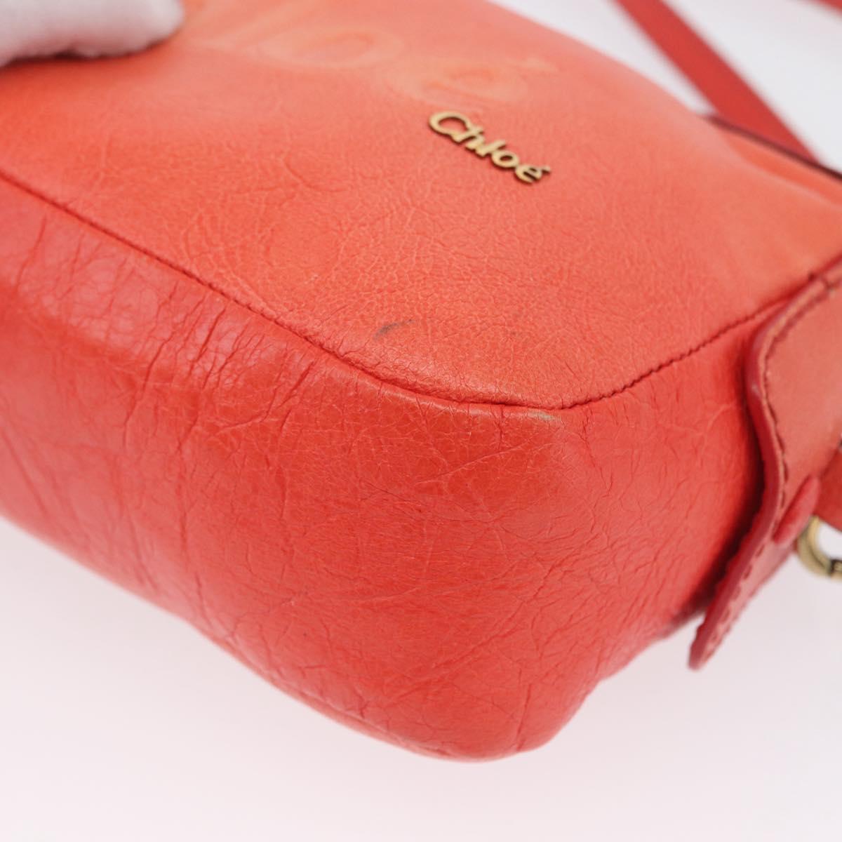 Chloe Shoulder Bag Leather 2way Red Gold Auth BA10876