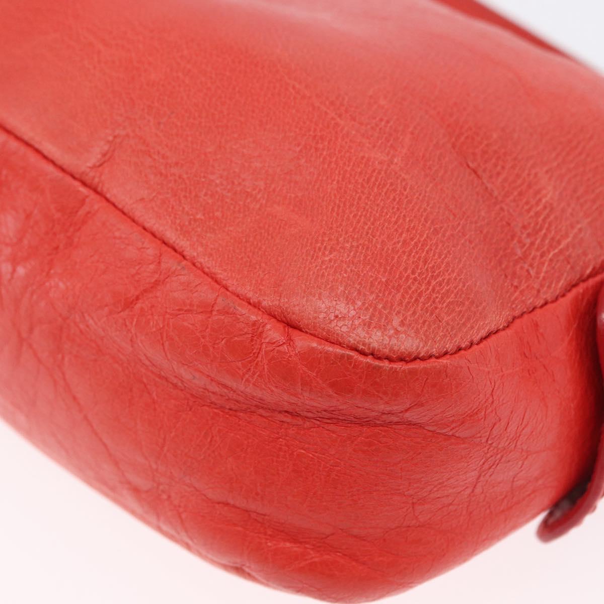 Chloe Shoulder Bag Leather 2way Red Gold Auth BA10876