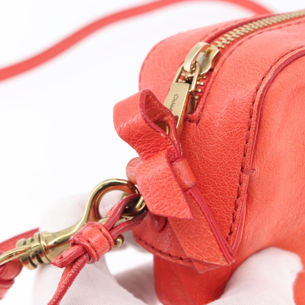 Chloe Shoulder Bag Leather 2way Red Gold Auth BA10876