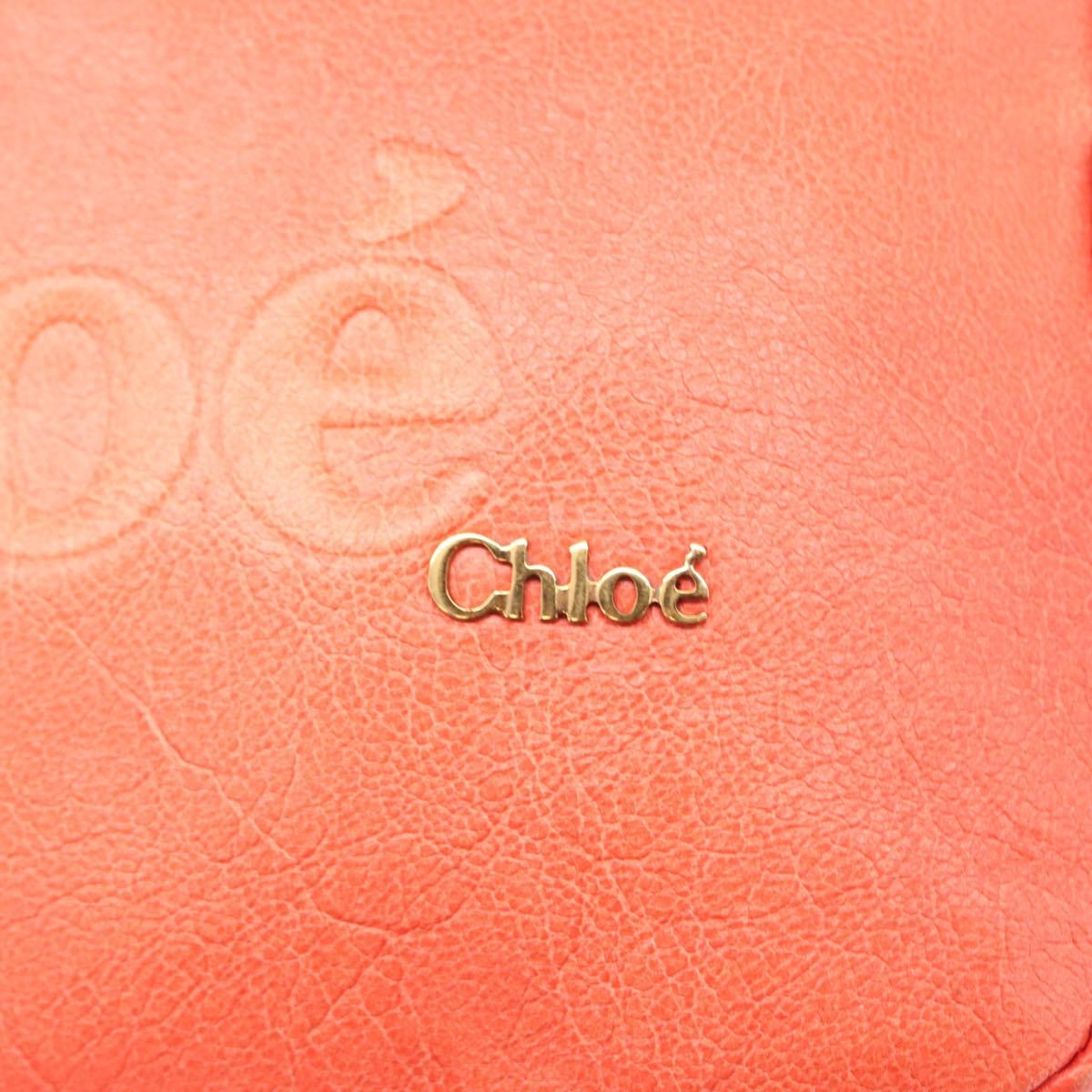 Chloe Shoulder Bag Leather 2way Red Gold Auth BA10876