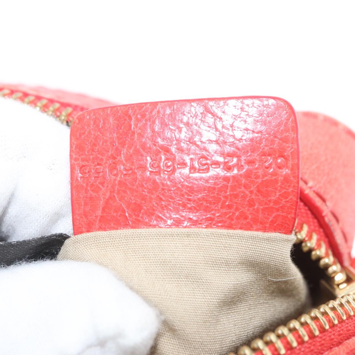 Chloe Shoulder Bag Leather 2way Red Gold Auth BA10876
