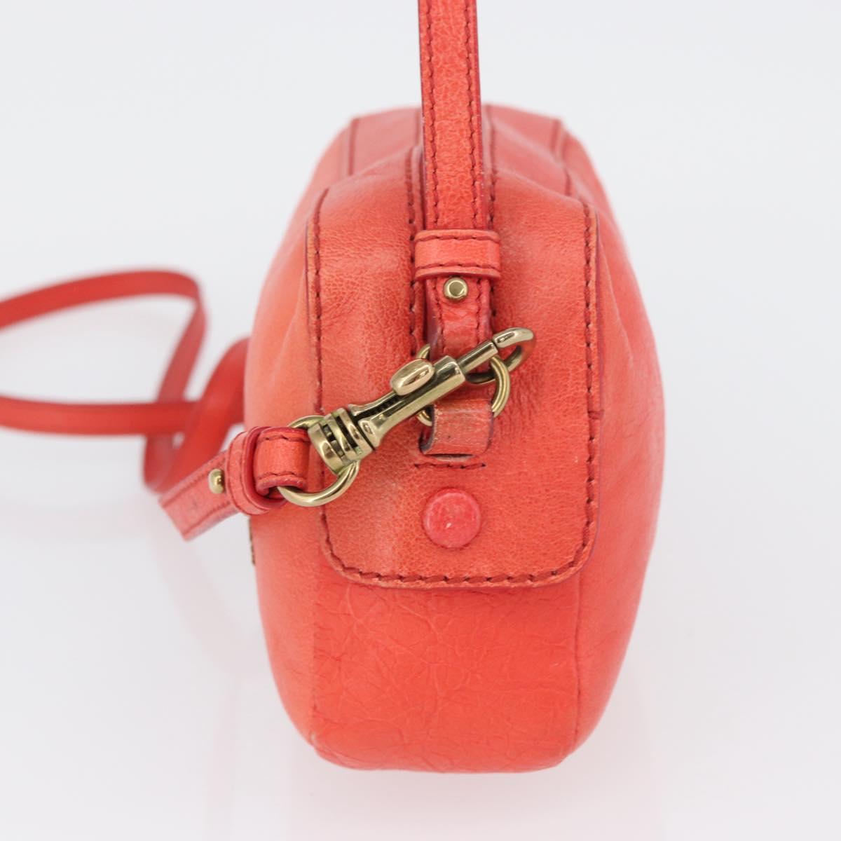 Chloe Shoulder Bag Leather 2way Red Gold Auth BA10876