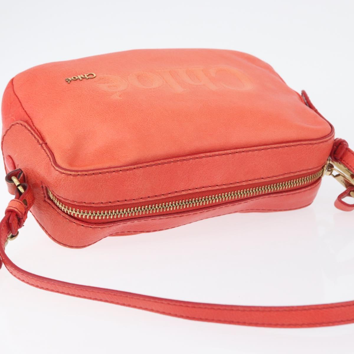 Chloe Shoulder Bag Leather 2way Red Gold Auth BA10876