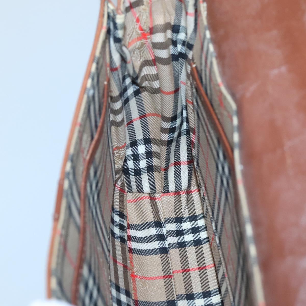 Burberrys Shoulder Bag Leather Brown Gold Auth BA1088