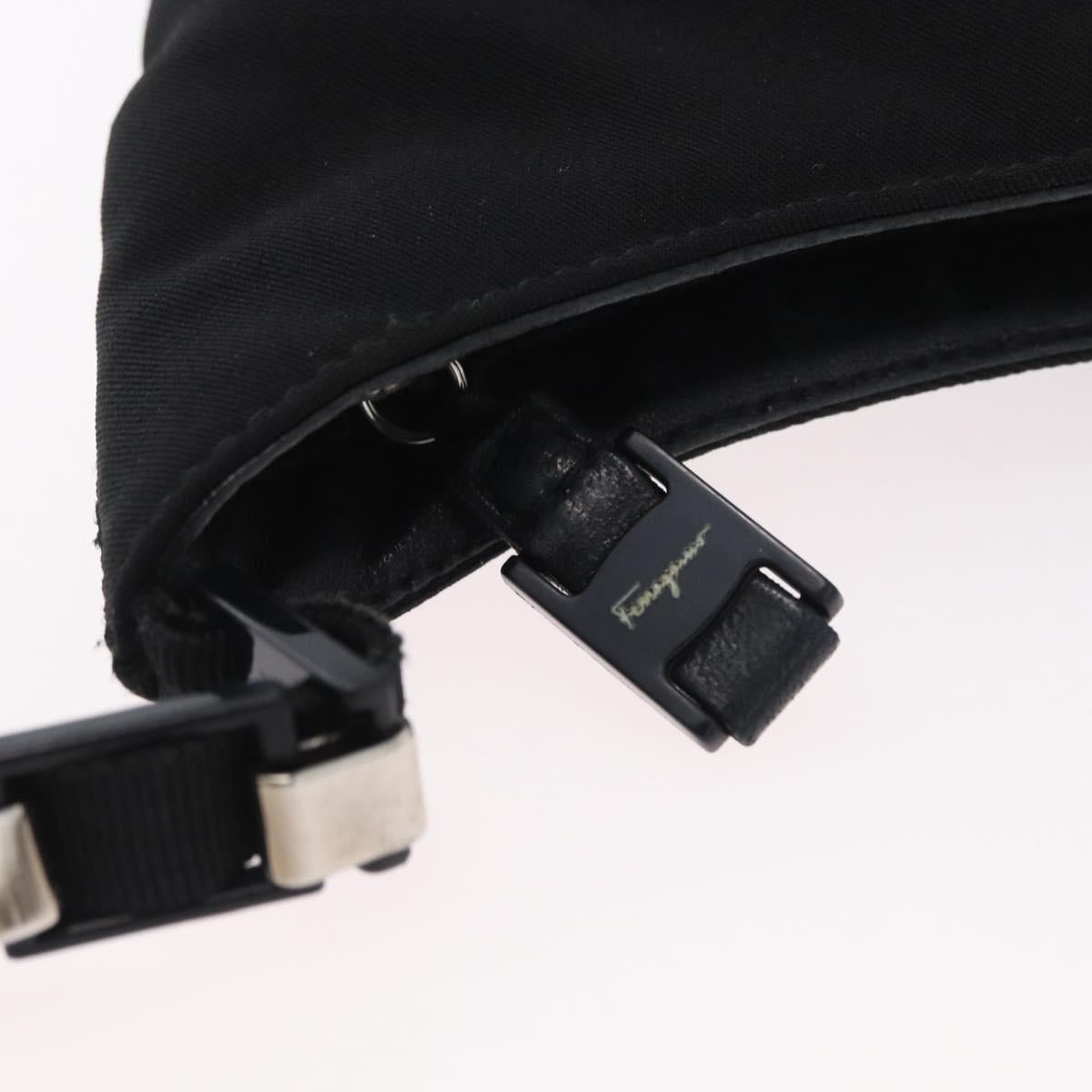 Salvatore Ferragamo Chain Vala Shoulder Bag Nylon Black Auth BA10885