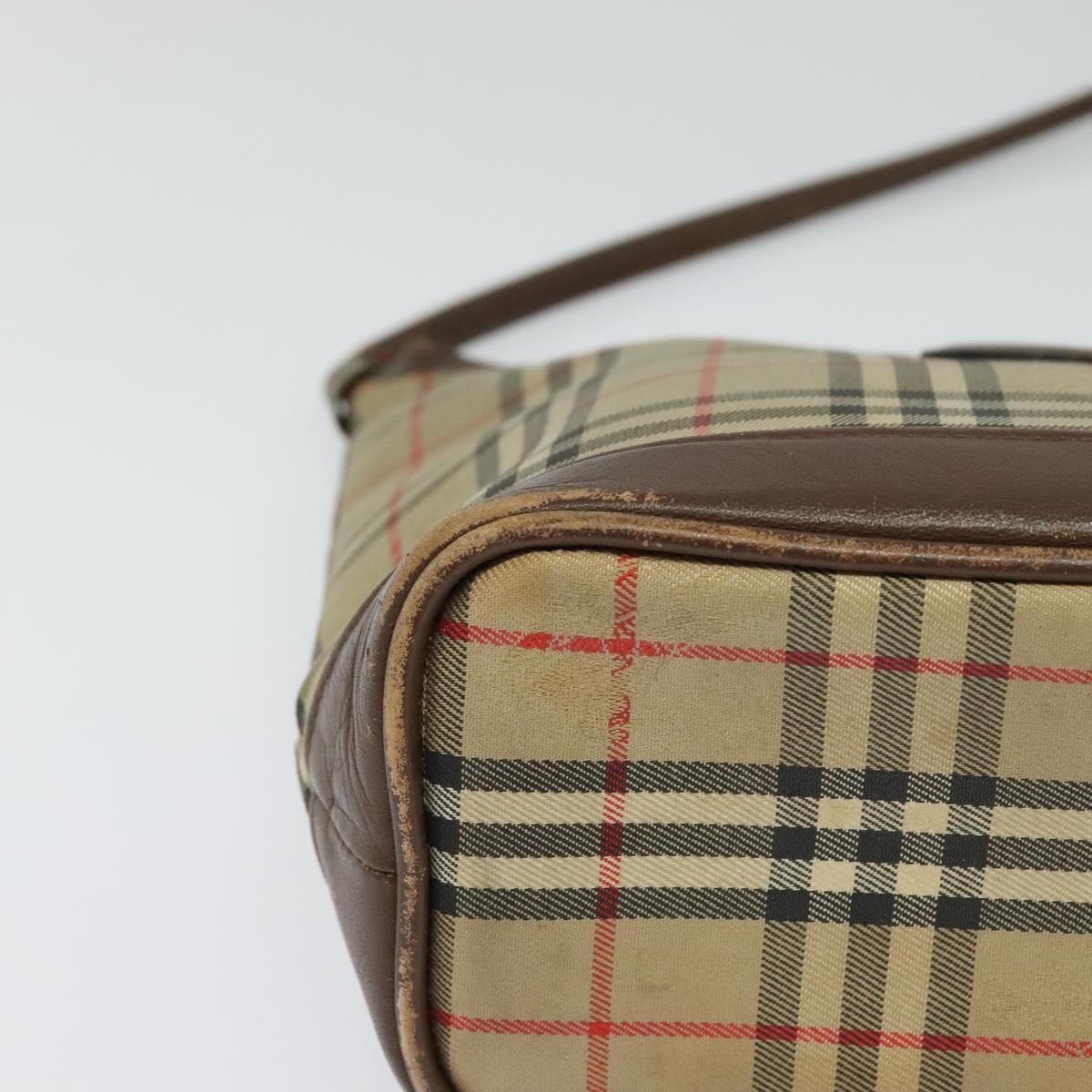 Burberrys Nova Check Shoulder Bag Canvas Brown Gold Auth BA1089