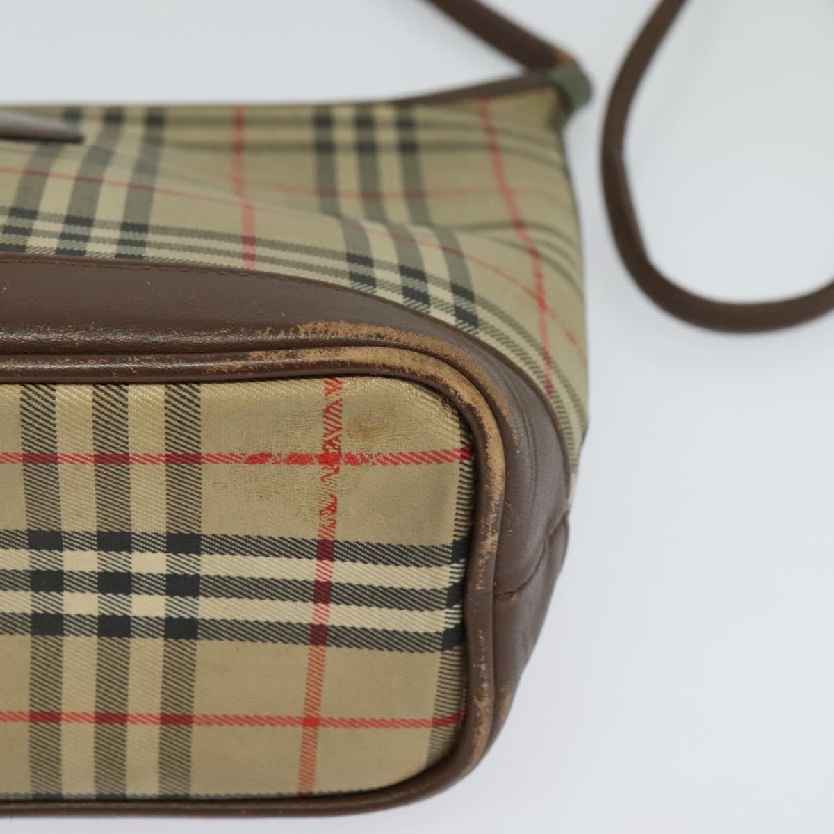 Burberrys Nova Check Shoulder Bag Canvas Brown Gold Auth BA1089