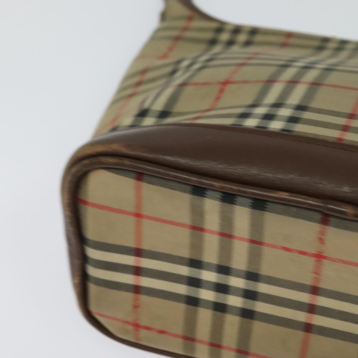 Burberrys Nova Check Shoulder Bag Canvas Brown Gold Auth BA1089