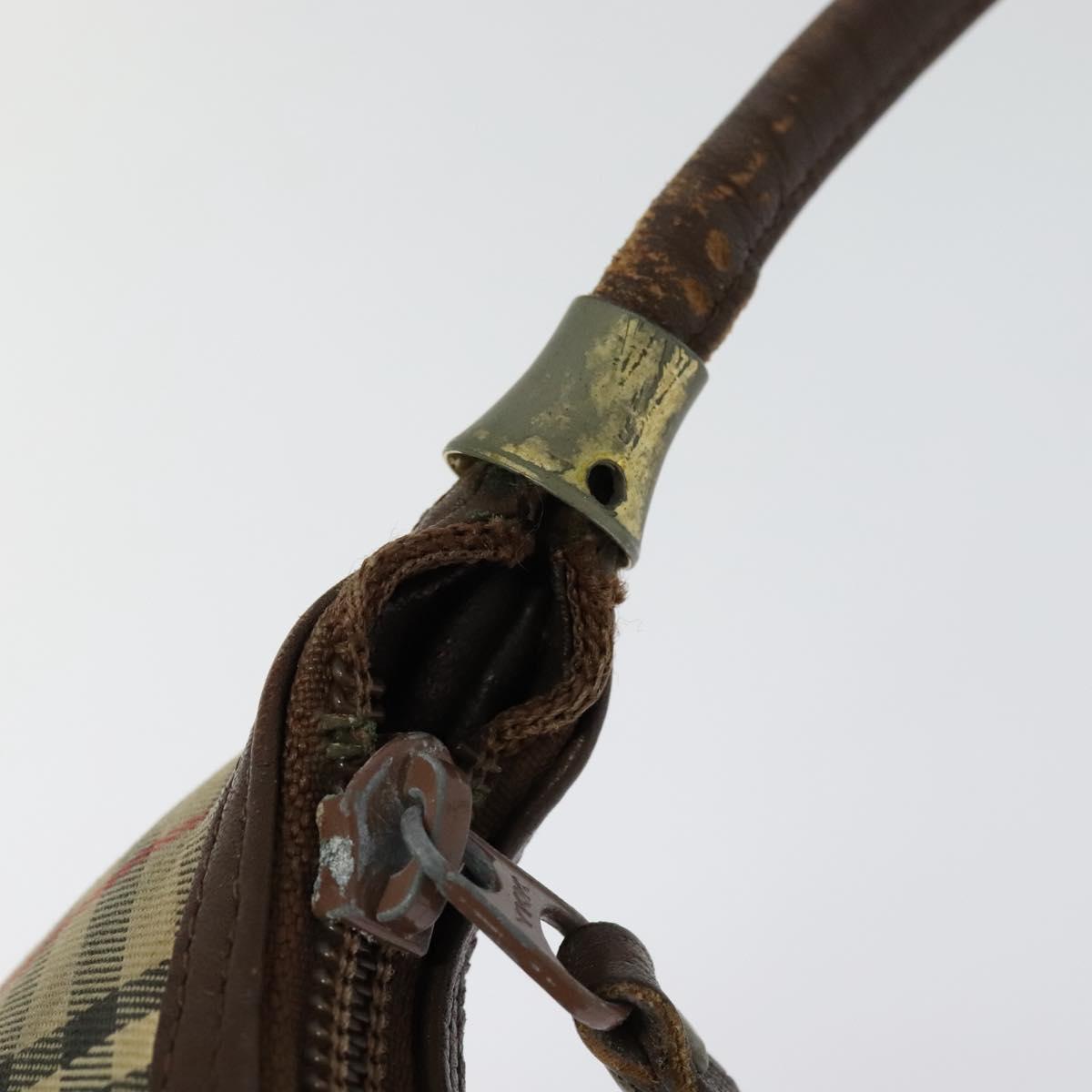 Burberrys Nova Check Shoulder Bag Canvas Brown Gold Auth BA1089