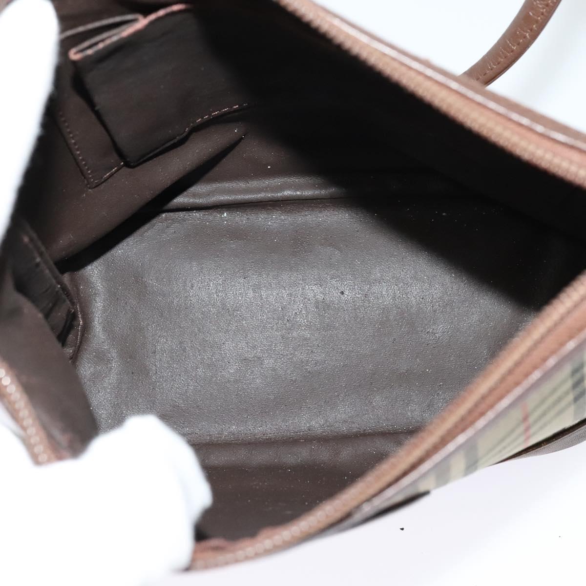 Burberrys Nova Check Shoulder Bag Canvas Brown Gold Auth BA1089