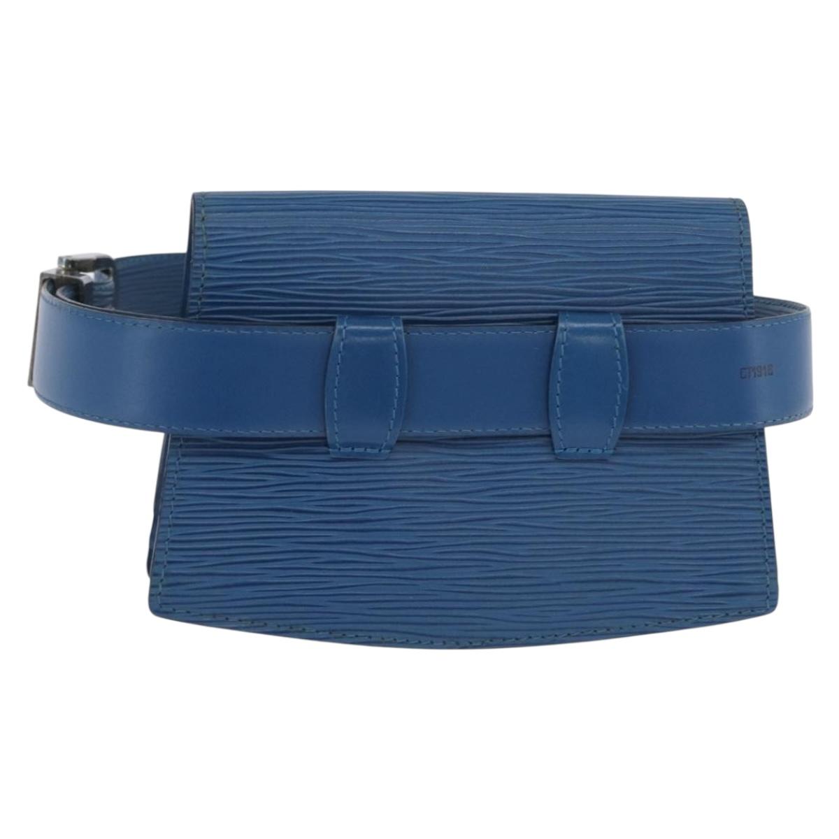 LOUIS VUITTON Epi Ceinture Tilsitt Pochette Pouch Blue M52605 LV Auth BA10893