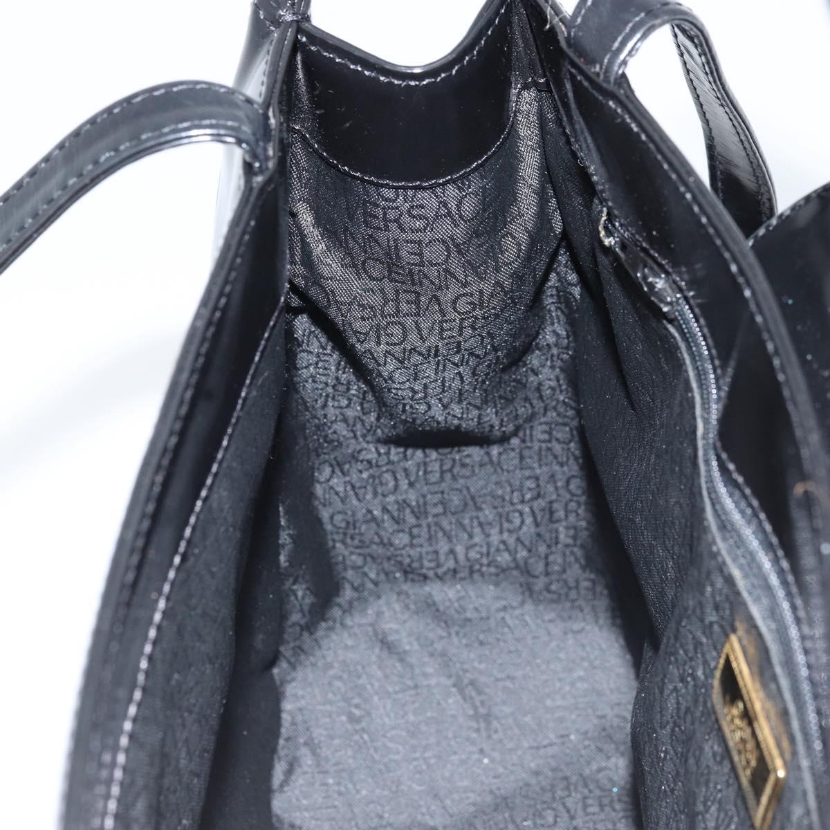 Gianni Versace Tote Bag Patent leather Black Gold Auth BA10900