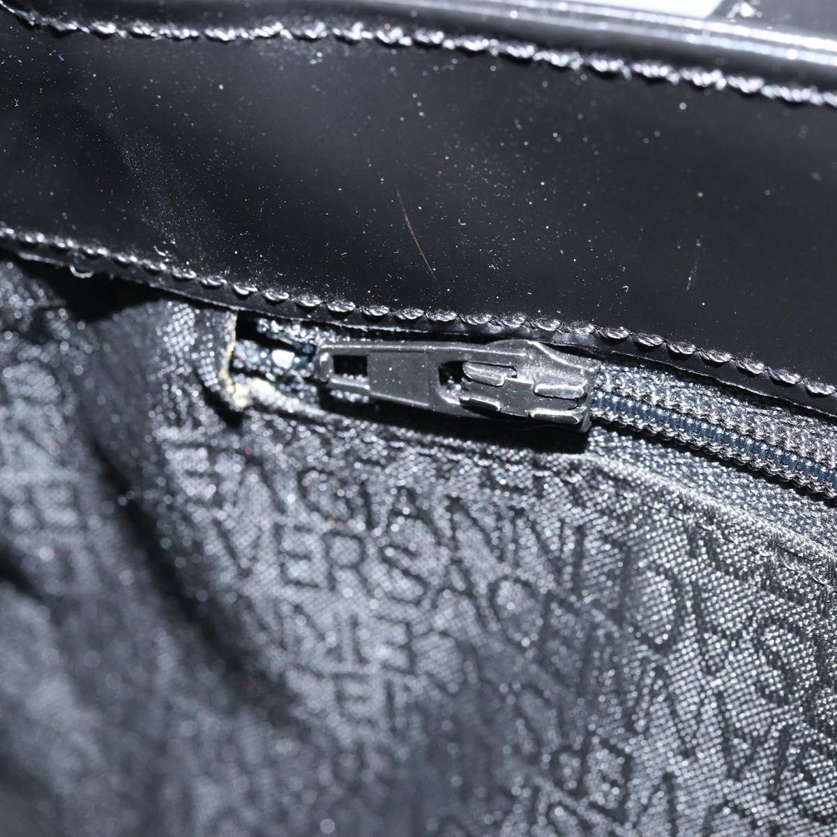 Gianni Versace Tote Bag Patent leather Black Gold Auth BA10900