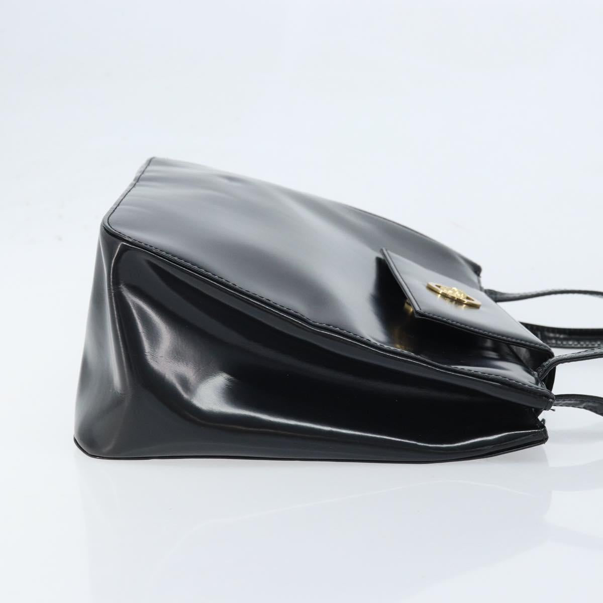 Gianni Versace Tote Bag Patent leather Black Gold Auth BA10900