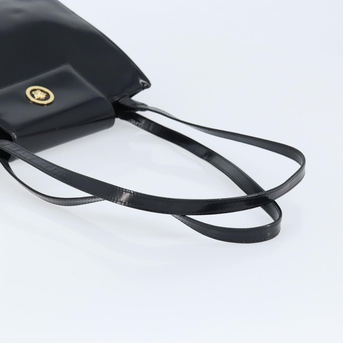 Gianni Versace Tote Bag Patent leather Black Gold Auth BA10900