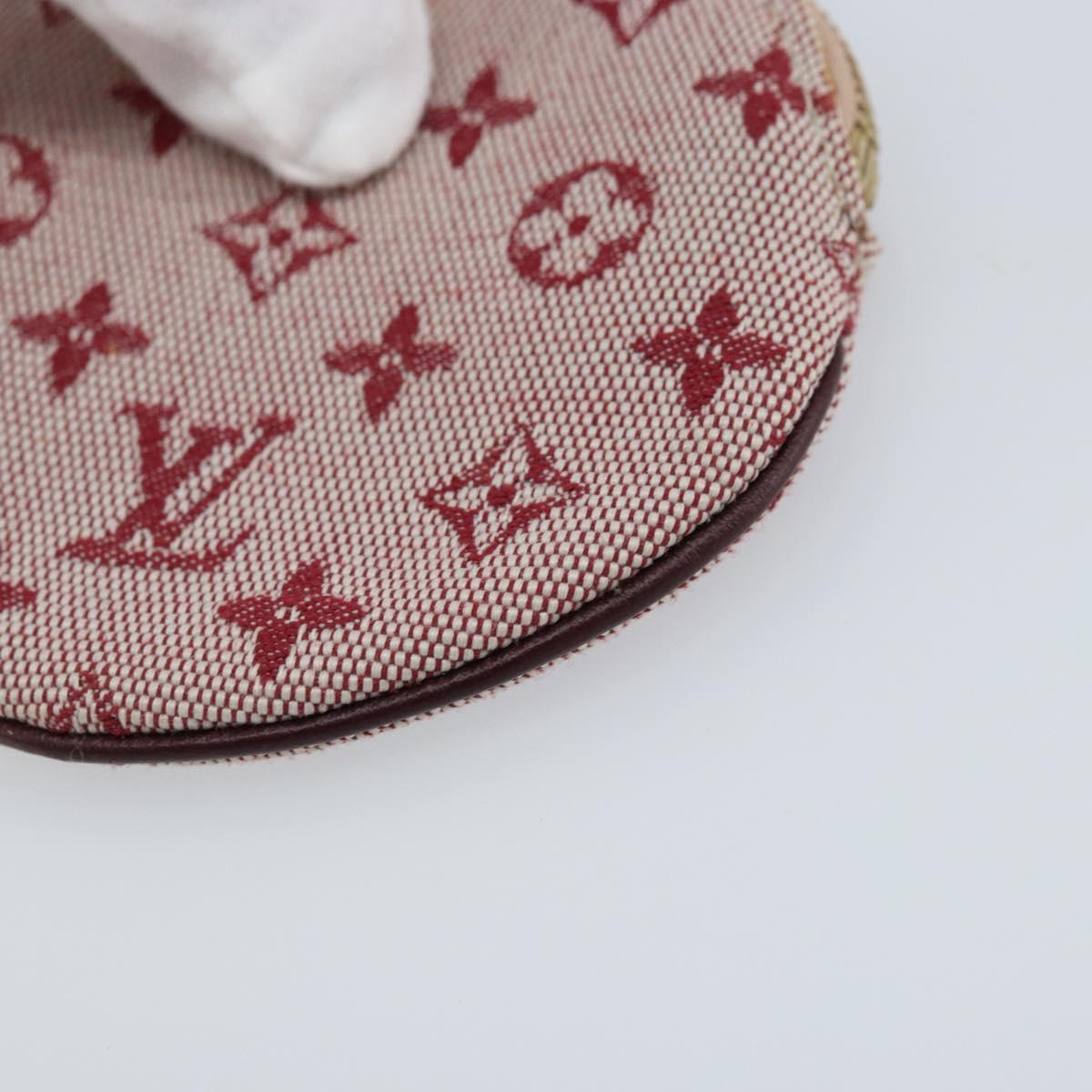 LOUIS VUITTON Monogram Mini Porte Monnaie Ron Coin Purse Red M92462 Auth BA10901