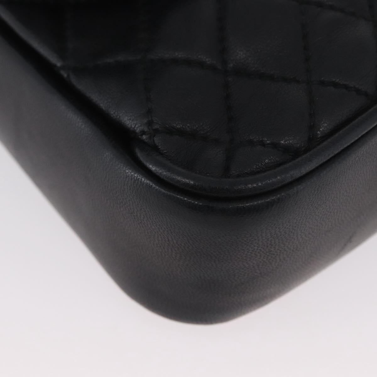 BALLY Chain Shoulder Bag Leather Black Gold Auth BA10906