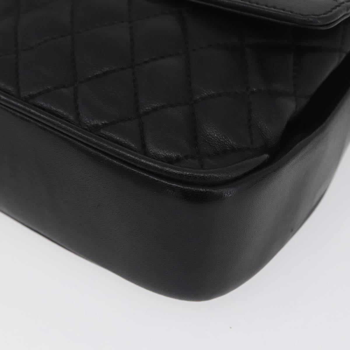 BALLY Chain Shoulder Bag Leather Black Gold Auth BA10906