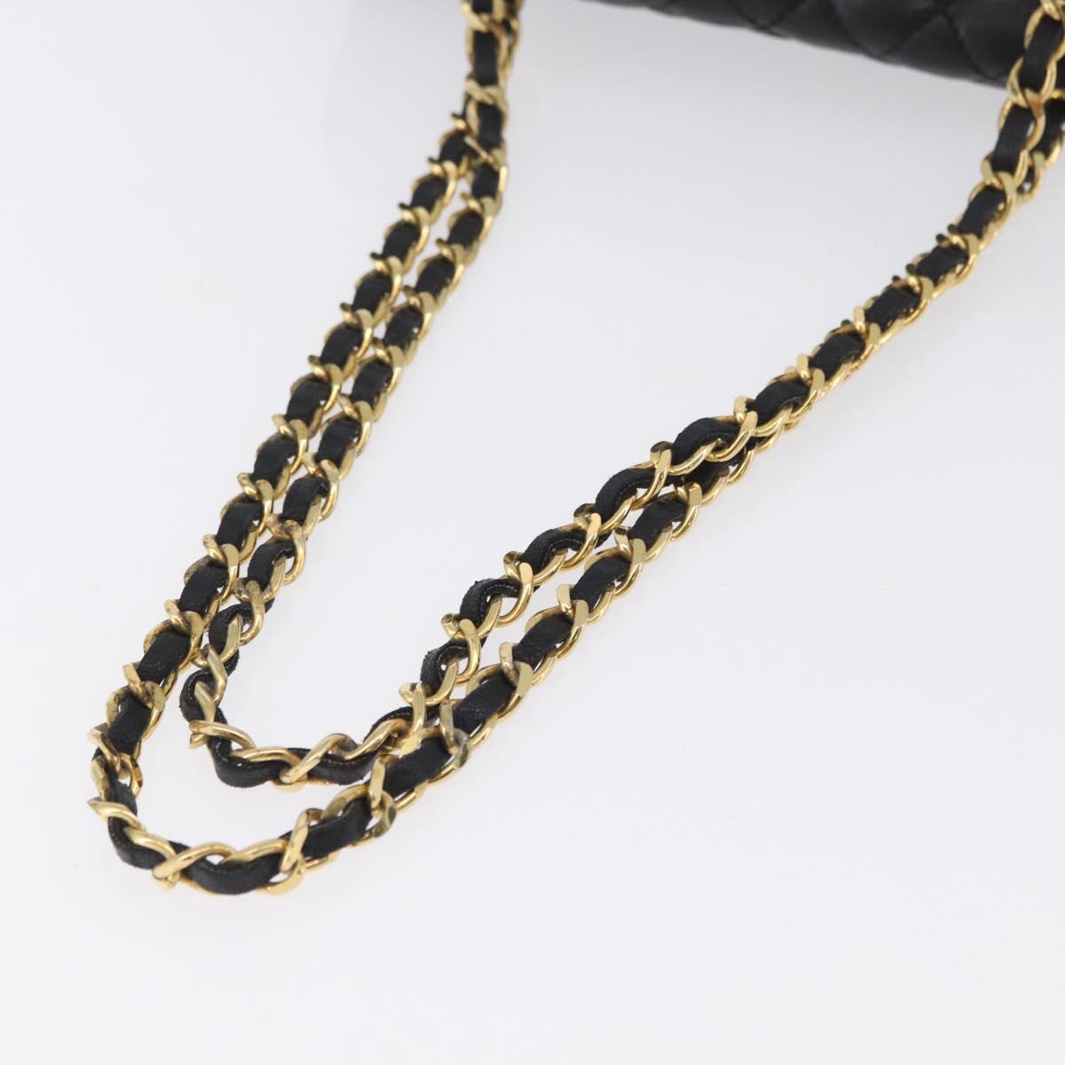 BALLY Chain Shoulder Bag Leather Black Gold Auth BA10906