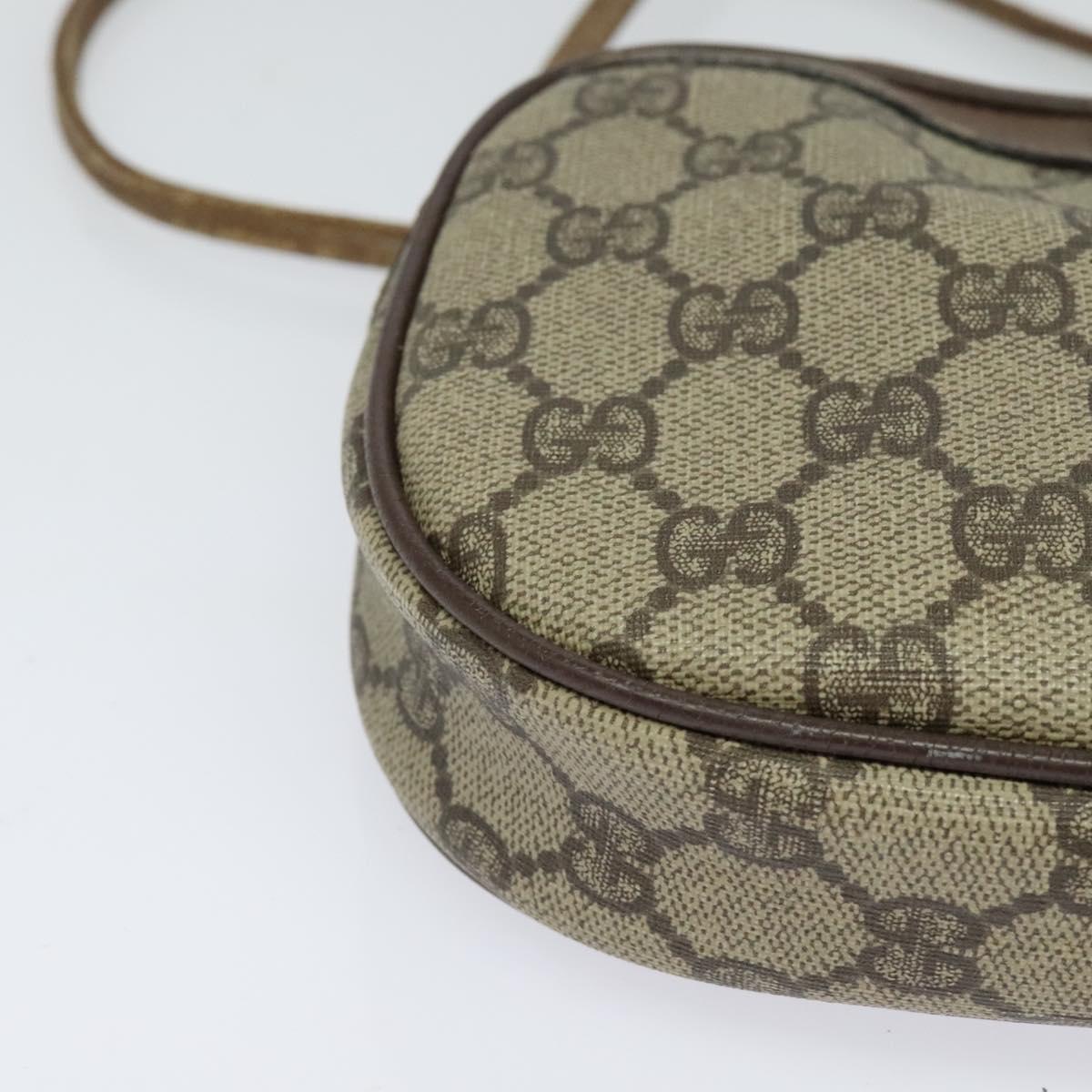 GUCCI GG Supreme Web Sherry Line Shoulder Bag PVC Leather Beige Gold Auth BA1092
