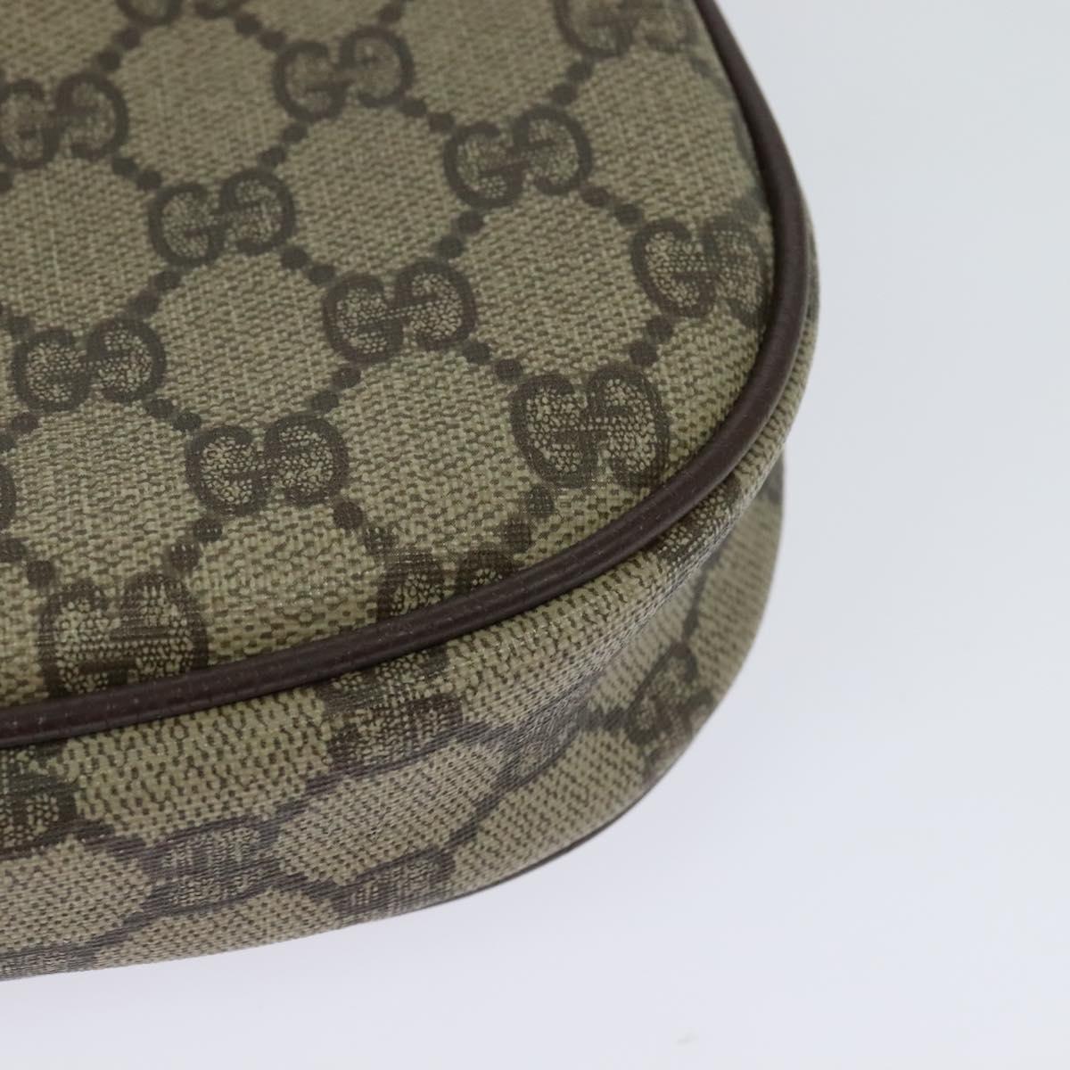 GUCCI GG Supreme Web Sherry Line Shoulder Bag PVC Leather Beige Gold Auth BA1092