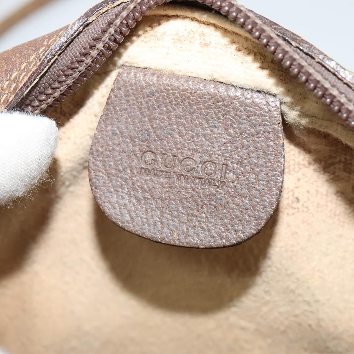 GUCCI GG Supreme Web Sherry Line Shoulder Bag PVC Leather Beige Gold Auth BA1092