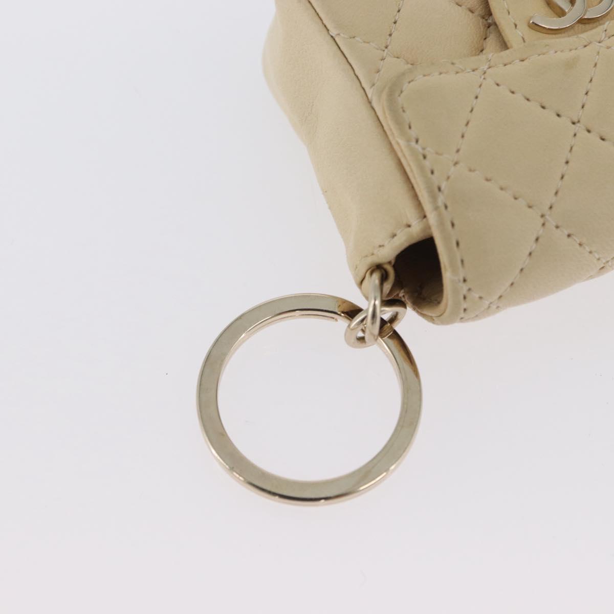 CHANEL Matelasse Pouch Lamb Skin Beige Gold CC Auth BA10922