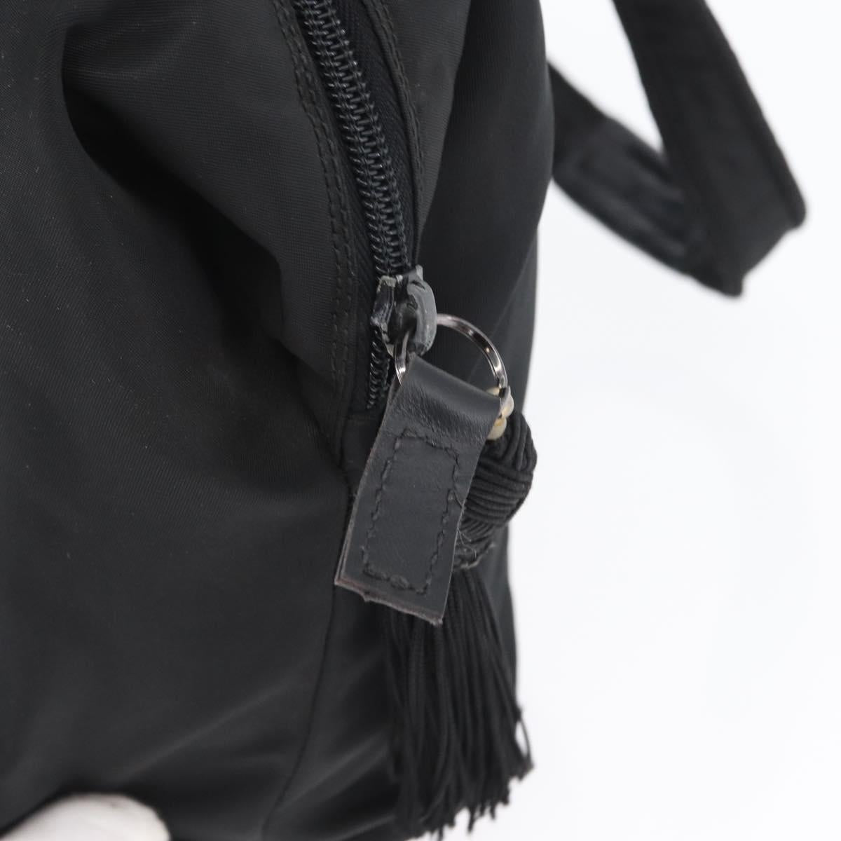 PRADA Hand Bag Nylon Black Silver Auth BA10929