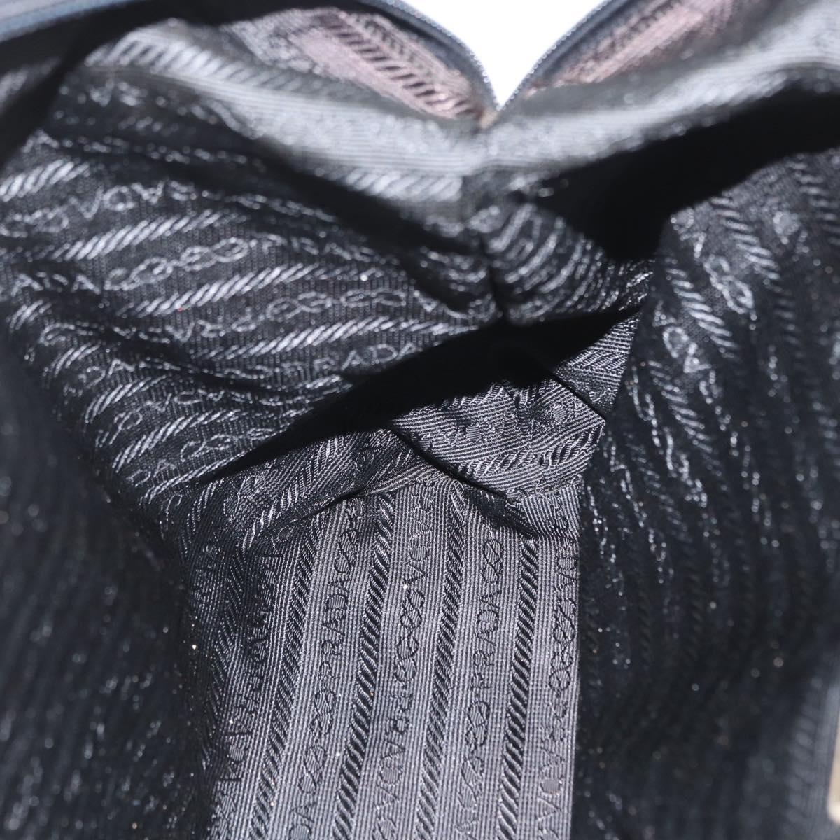 PRADA Hand Bag Nylon Black Silver Auth BA10929