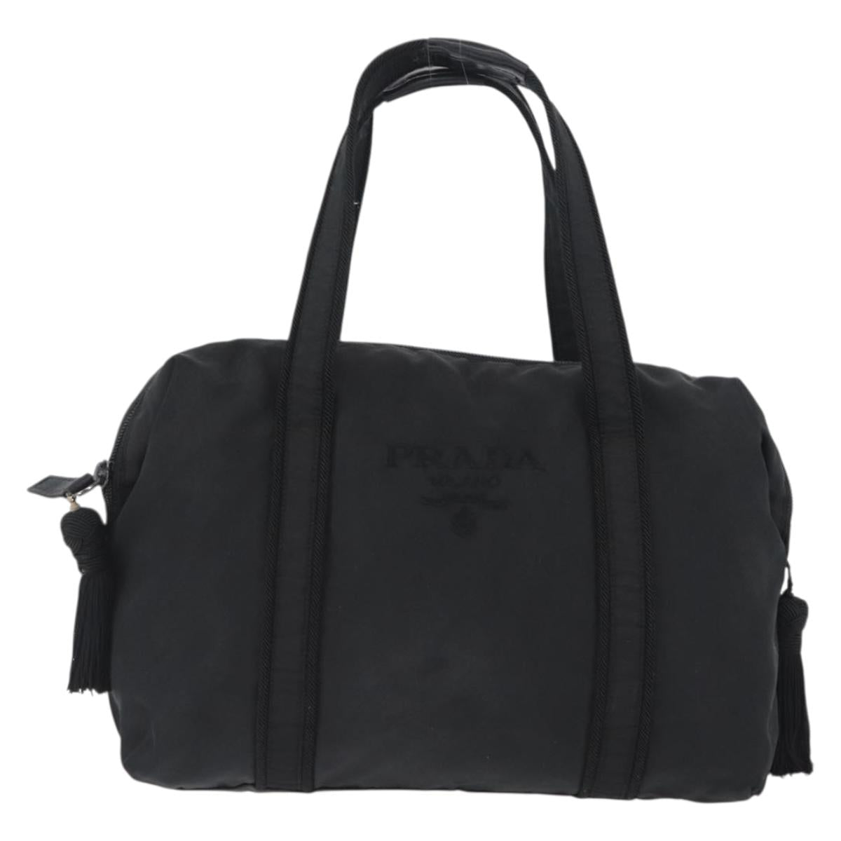 PRADA Hand Bag Nylon Black Silver Auth BA10929
