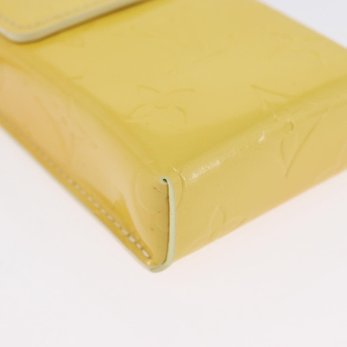 LOUIS VUITTON Vernis Green Cigarette Case Lime Yellow M91052 LV Auth BA10938