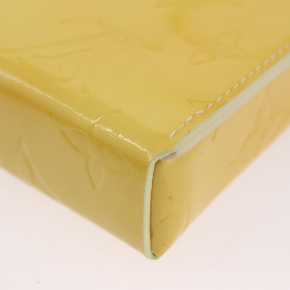 LOUIS VUITTON Vernis Green Cigarette Case Lime Yellow M91052 LV Auth BA10938