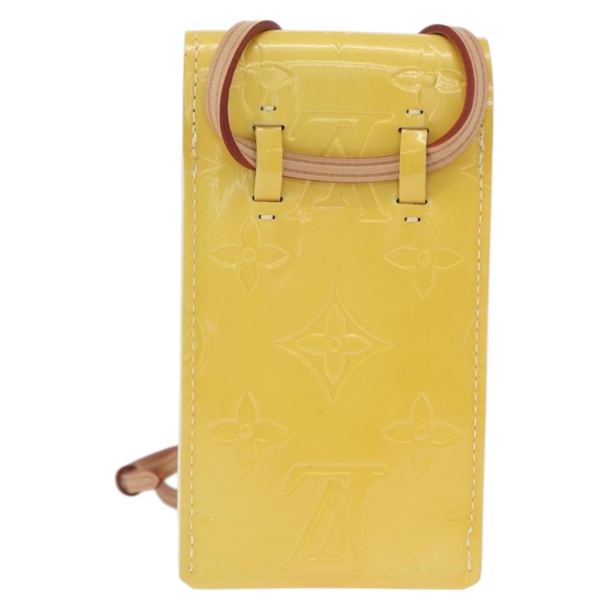 LOUIS VUITTON Vernis Green Cigarette Case Lime Yellow M91052 LV Auth BA10938
