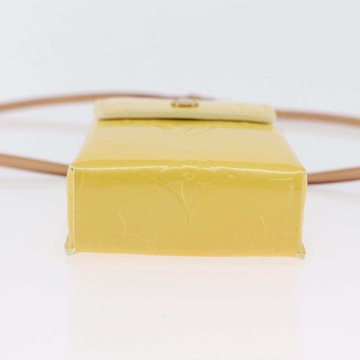 LOUIS VUITTON Vernis Green Cigarette Case Lime Yellow M91052 LV Auth BA10938