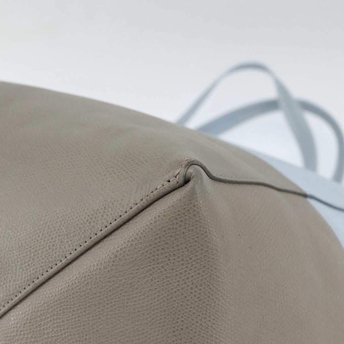 CELINE Horizontalkava Tote Bag Leather Light Blue Silver Auth BA10939