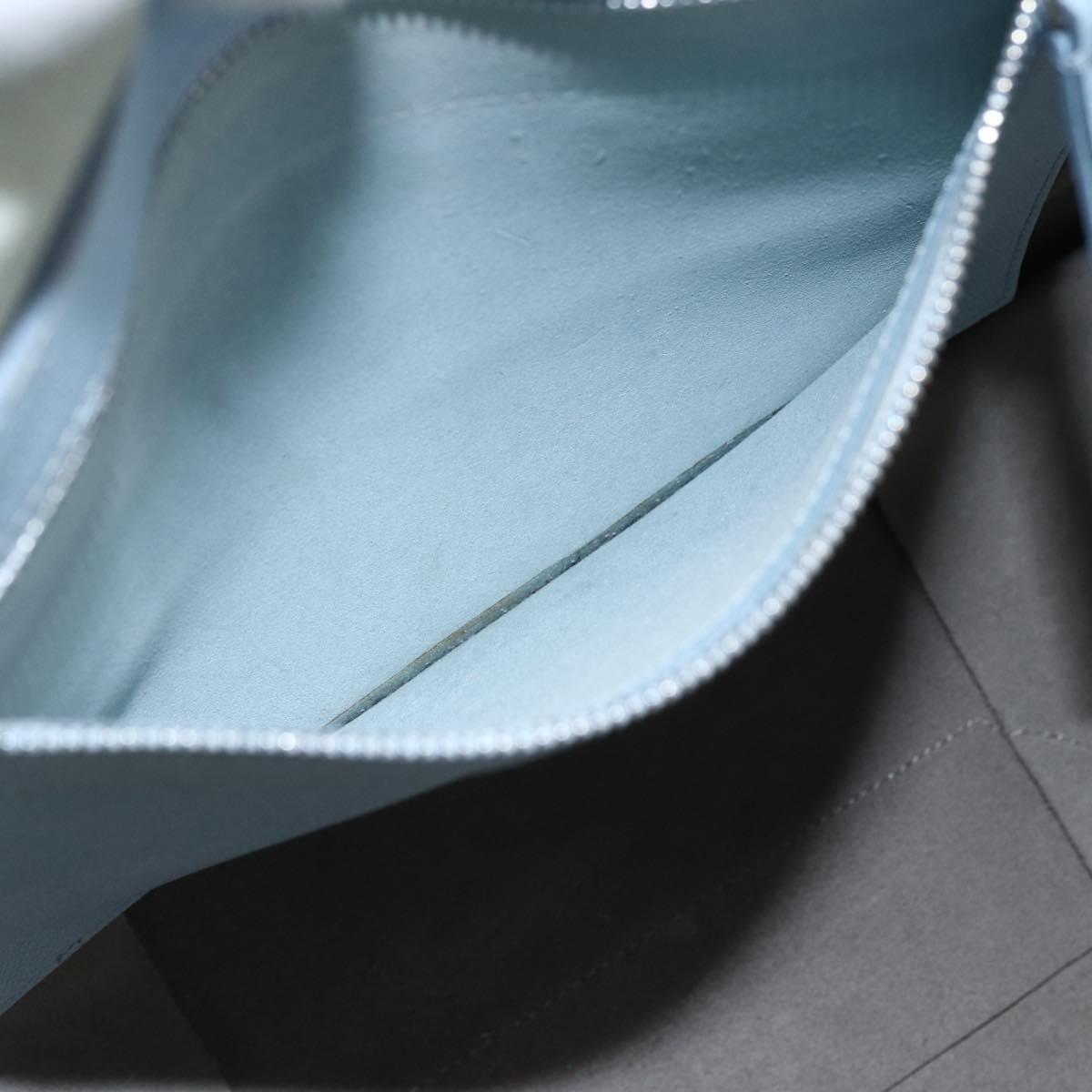 CELINE Horizontalkava Tote Bag Leather Light Blue Silver Auth BA10939
