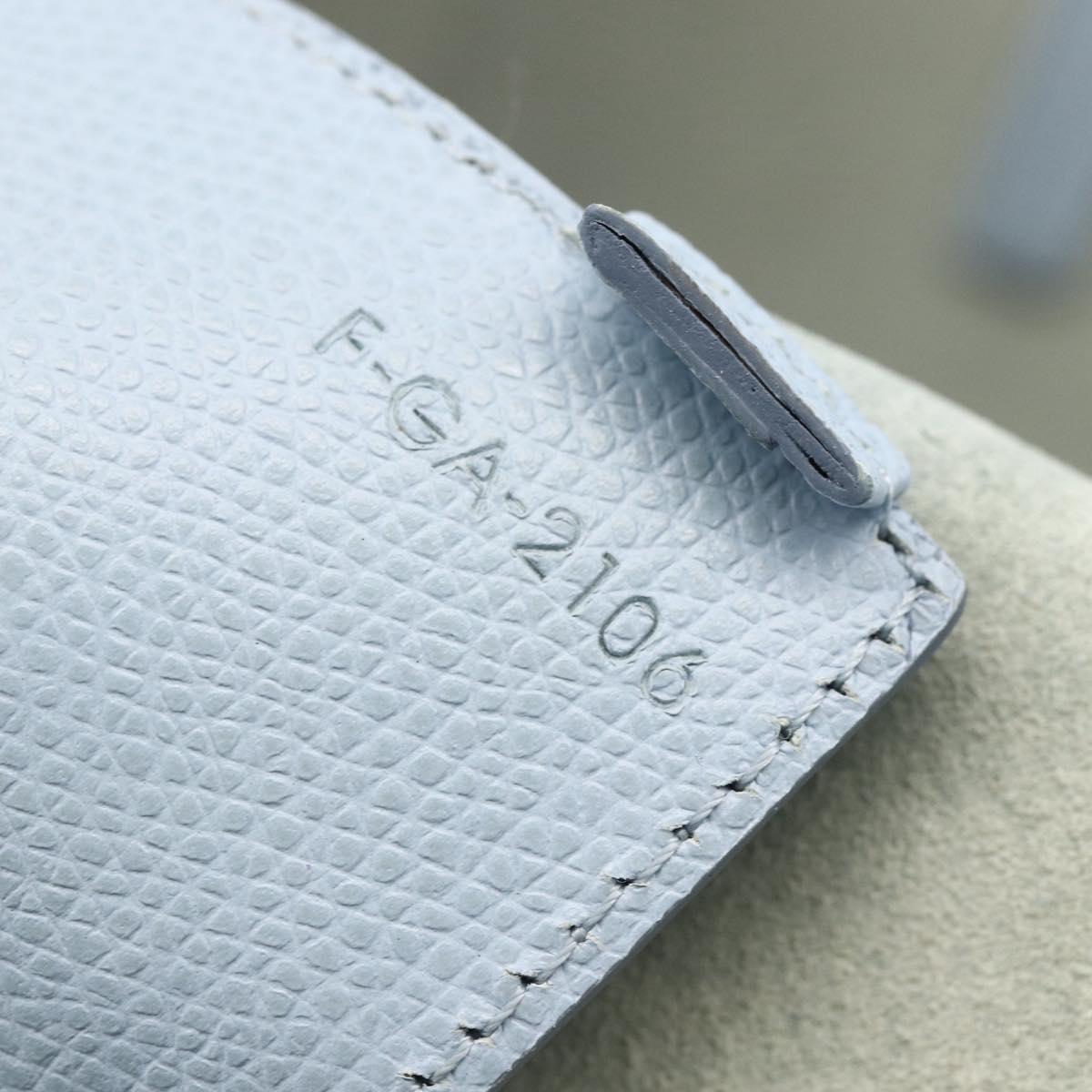 CELINE Horizontalkava Tote Bag Leather Light Blue Silver Auth BA10939
