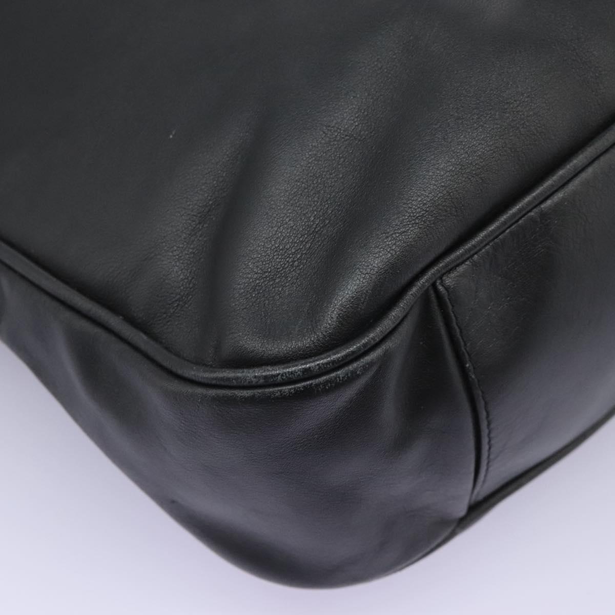 GUCCI Bamboo Hand Bag Leather 2way Black Gold 001 1781 1577 0 Auth BA1094