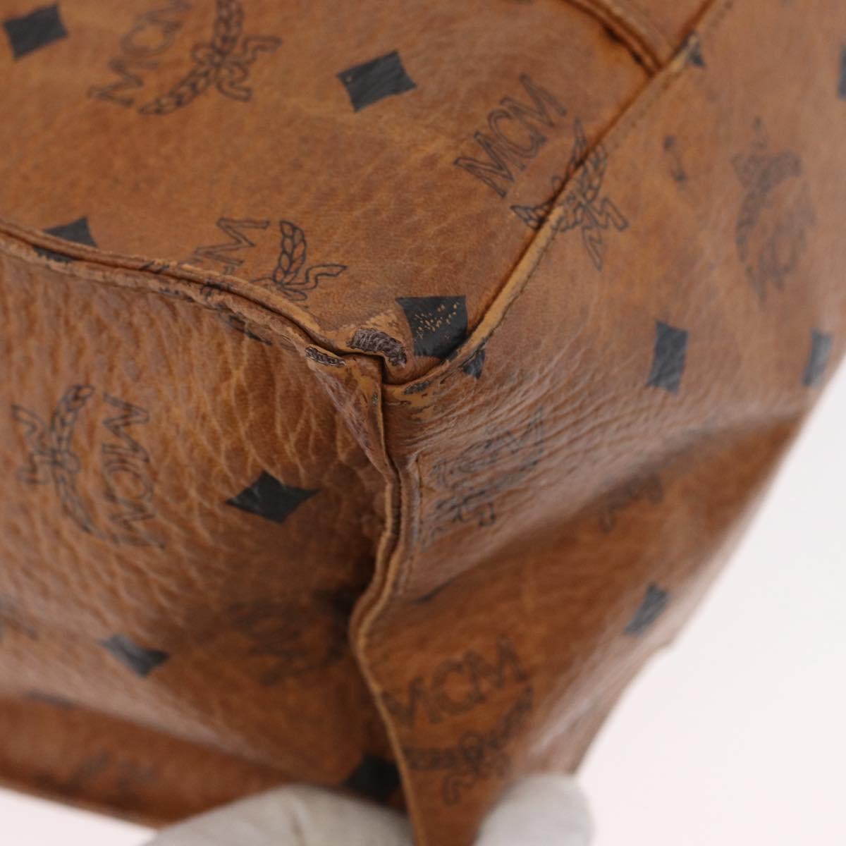 MCM Logogram Vicetos Tote Bag PVC Brown Gold Auth BA10940