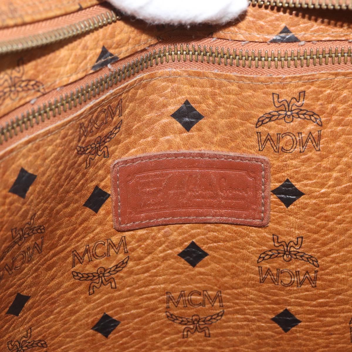 MCM Logogram Vicetos Tote Bag PVC Brown Gold Auth BA10940