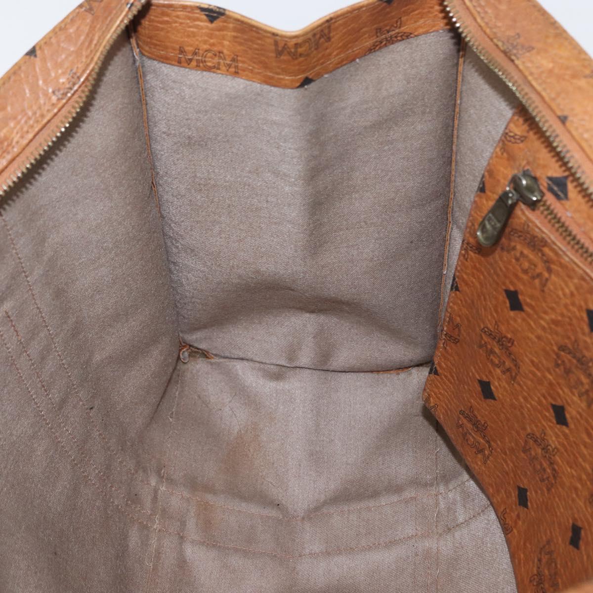 MCM Logogram Vicetos Tote Bag PVC Brown Gold Auth BA10940
