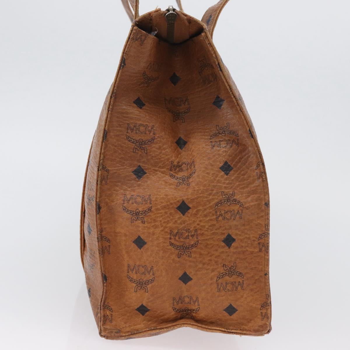 MCM Logogram Vicetos Tote Bag PVC Brown Gold Auth BA10940