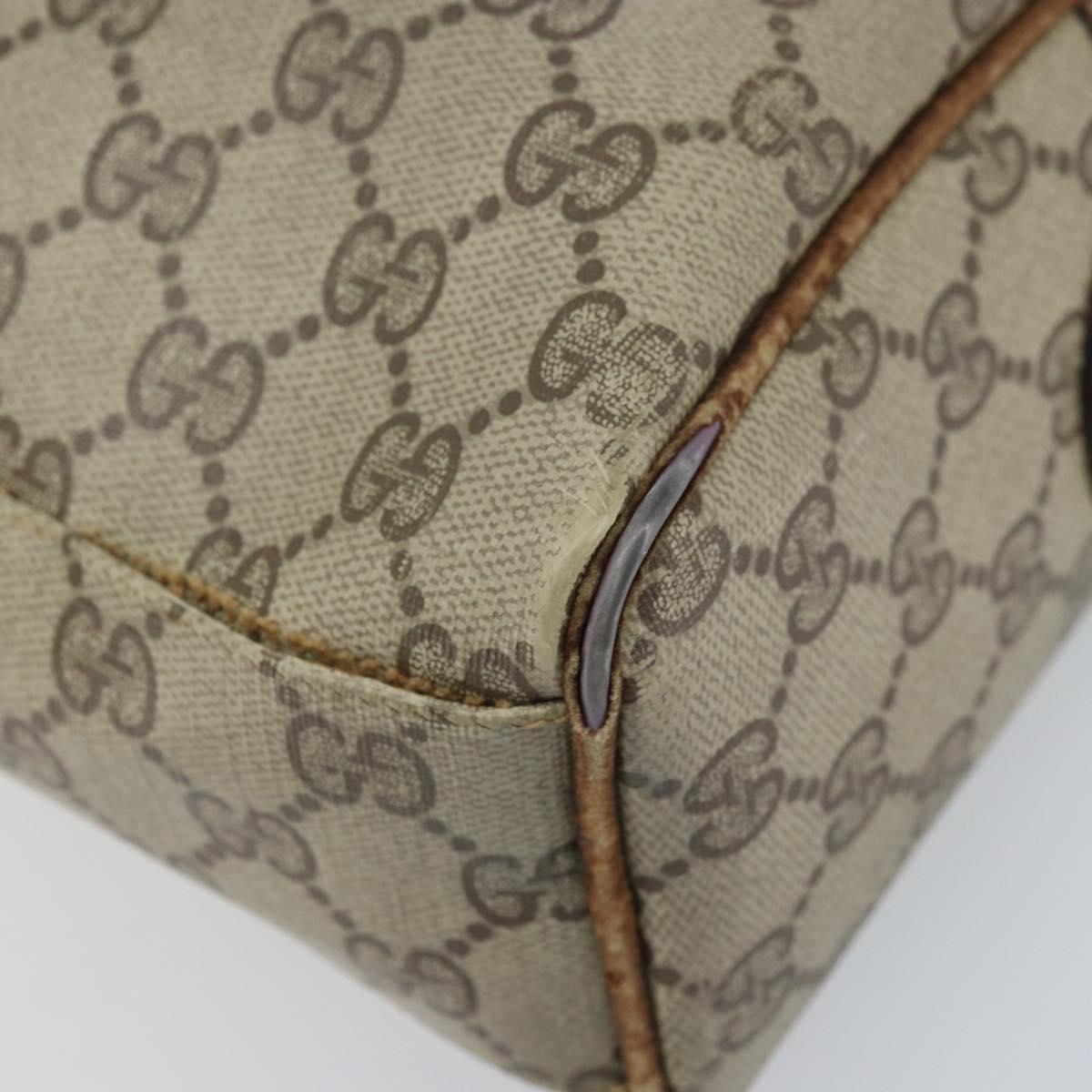 GUCCI GG Supreme Hand Bag PVC Beige Gold Auth BA10941