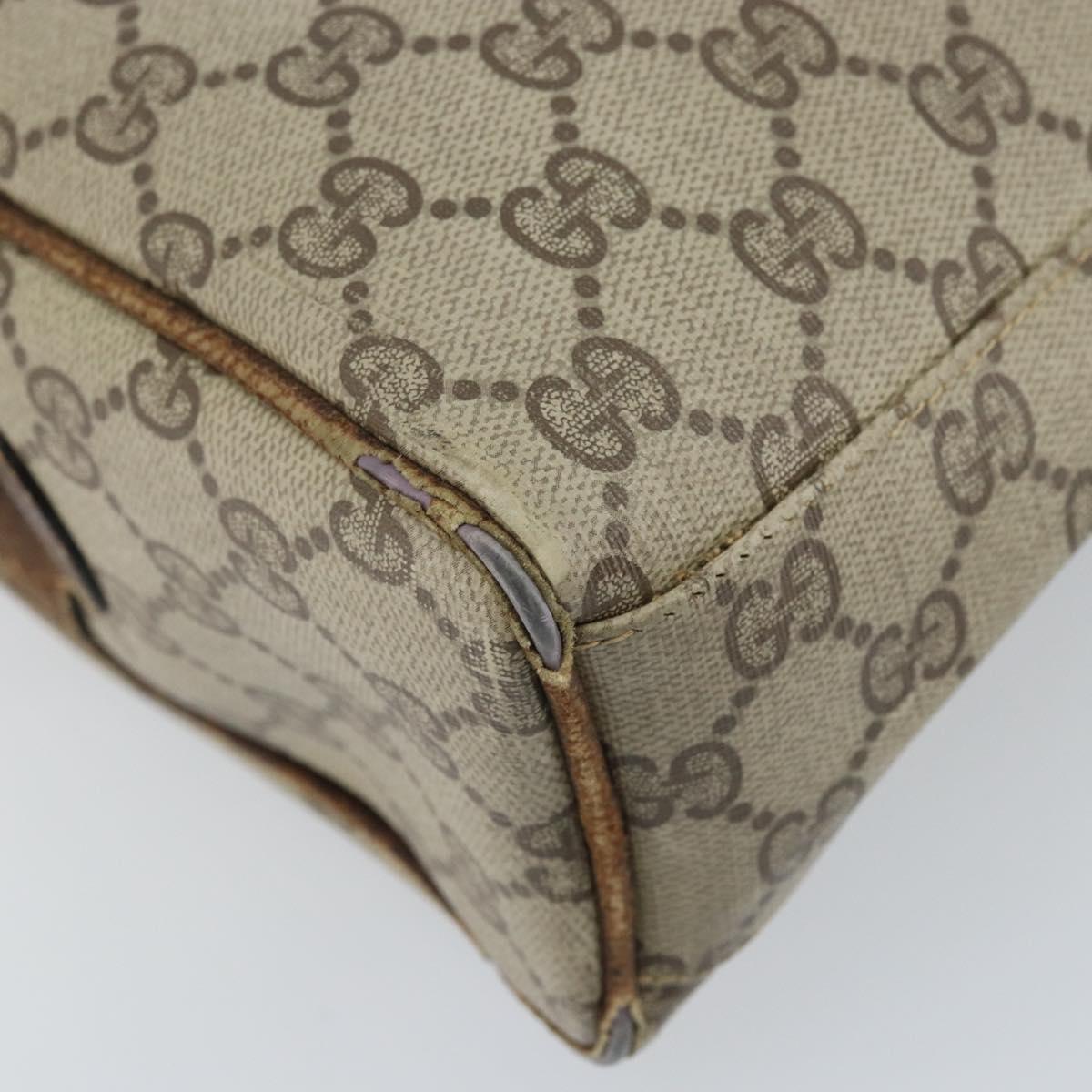 GUCCI GG Supreme Hand Bag PVC Beige Gold Auth BA10941