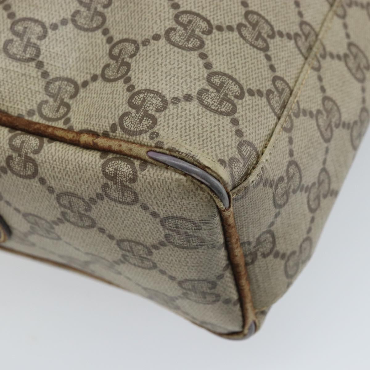 GUCCI GG Supreme Hand Bag PVC Beige Gold Auth BA10941