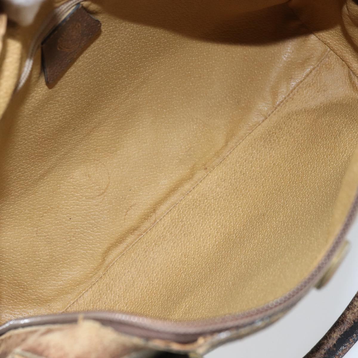 GUCCI GG Supreme Hand Bag PVC Beige Gold Auth BA10941