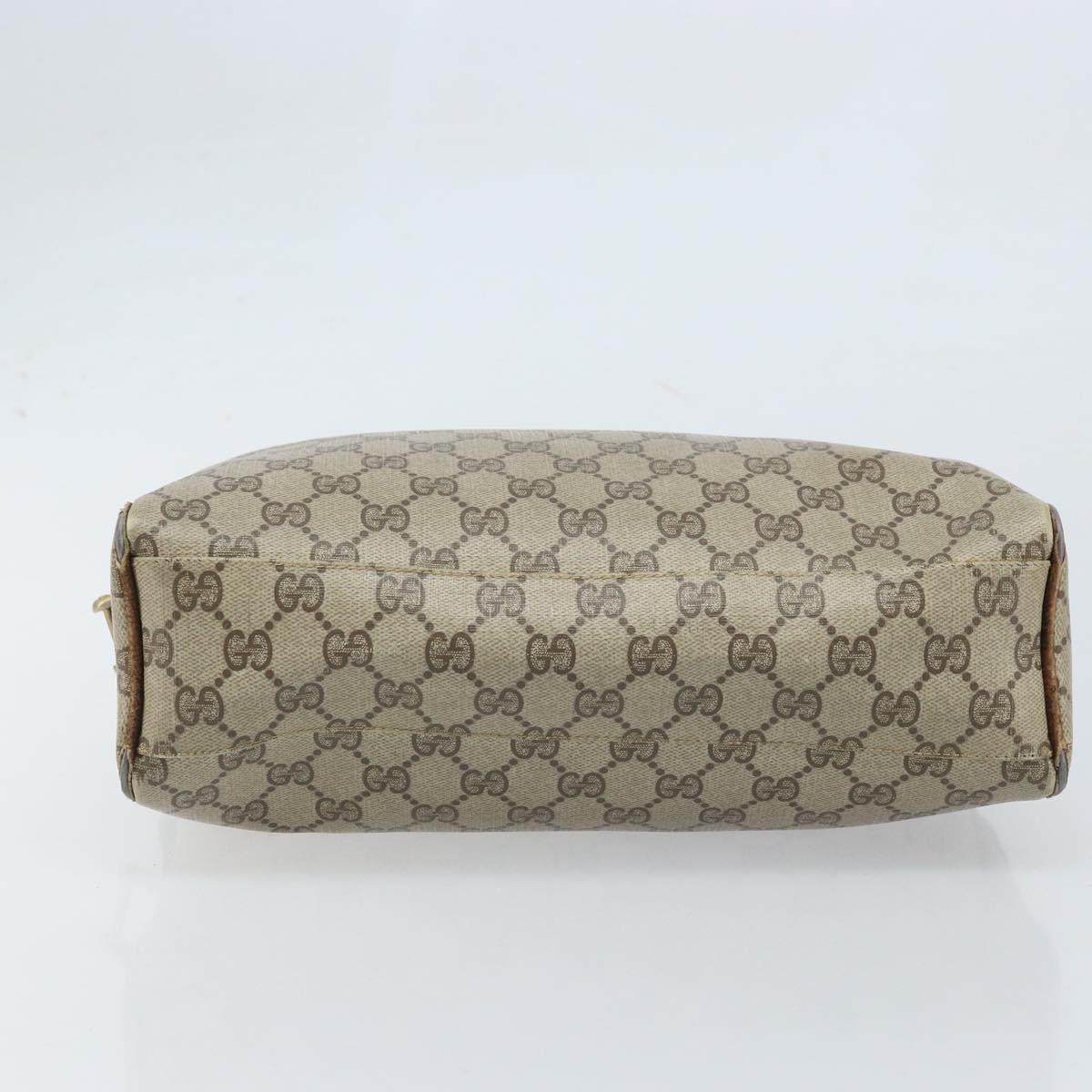 GUCCI GG Supreme Hand Bag PVC Beige Gold Auth BA10941