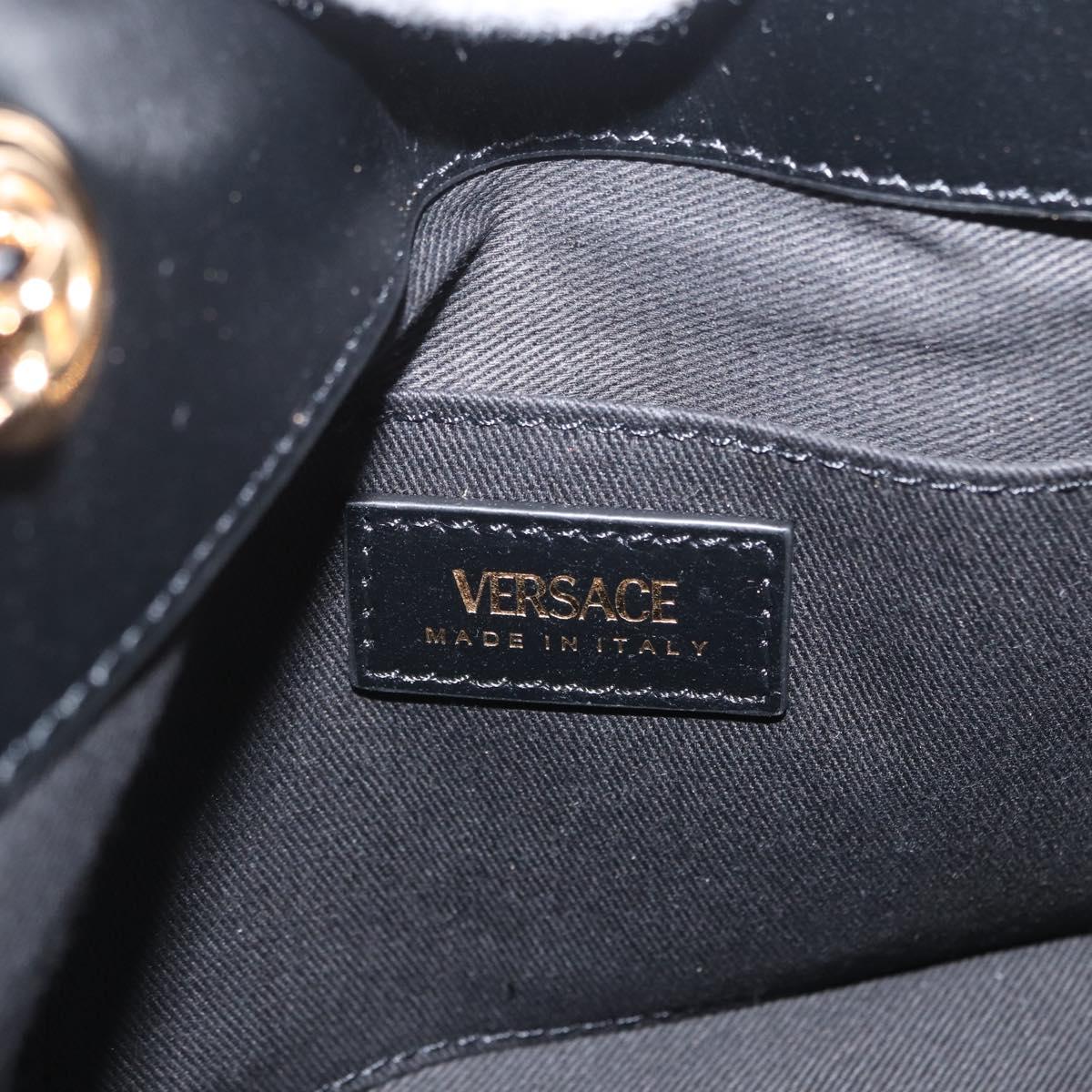 BOTTEGA VENETA Chain Tote Bag Leather Black Gold Auth BA10943