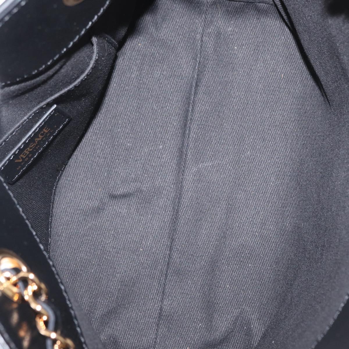 BOTTEGA VENETA Chain Tote Bag Leather Black Gold Auth BA10943