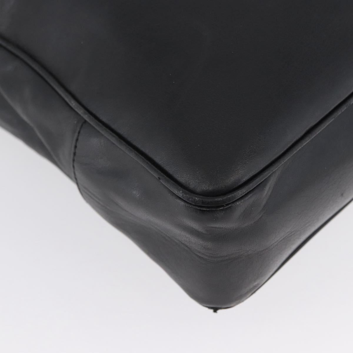 CHANEL Tote Bag Leather Black Gold CC Auth BA10944